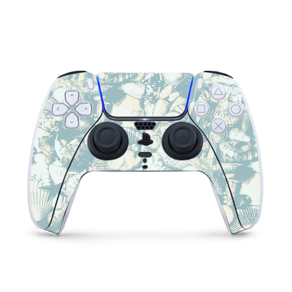 MightySkins Gaming Skin for PS5 / Playstation 5 Controller - Blue Seashells | Protective Viny wrap | Easy to Apply and Change Style | Made in The USA