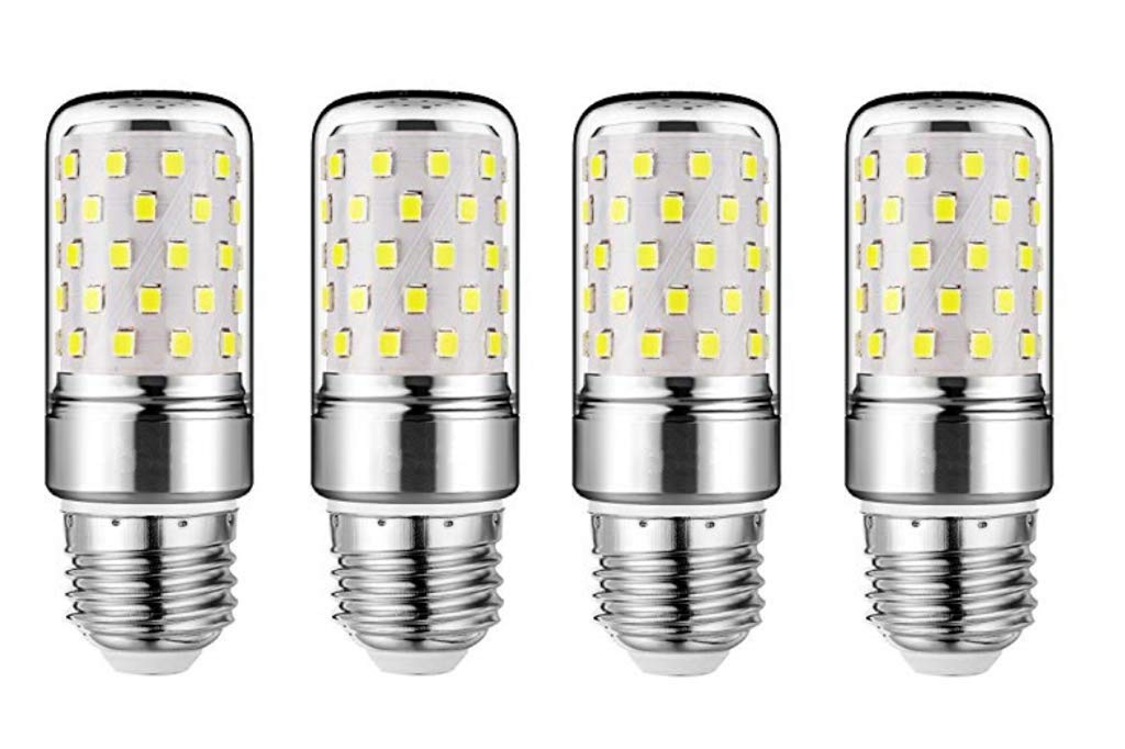 E27 LED Corn Bulbs 12W LED Candelabra Light Bulbs 100W Equivalent 12W LED Candle Bulbs,Daylight White 6000K,E26/E27 Base,Non-Dimmable, Pack of 4
