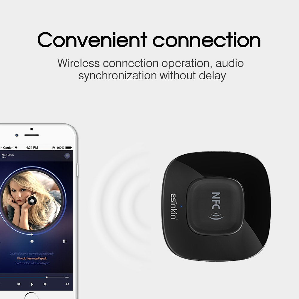 Esinkin Bluetooth Receiver Wireless Audio Adapter 4.0?NFC-Enabled? for HD Music Stereo Sound System
