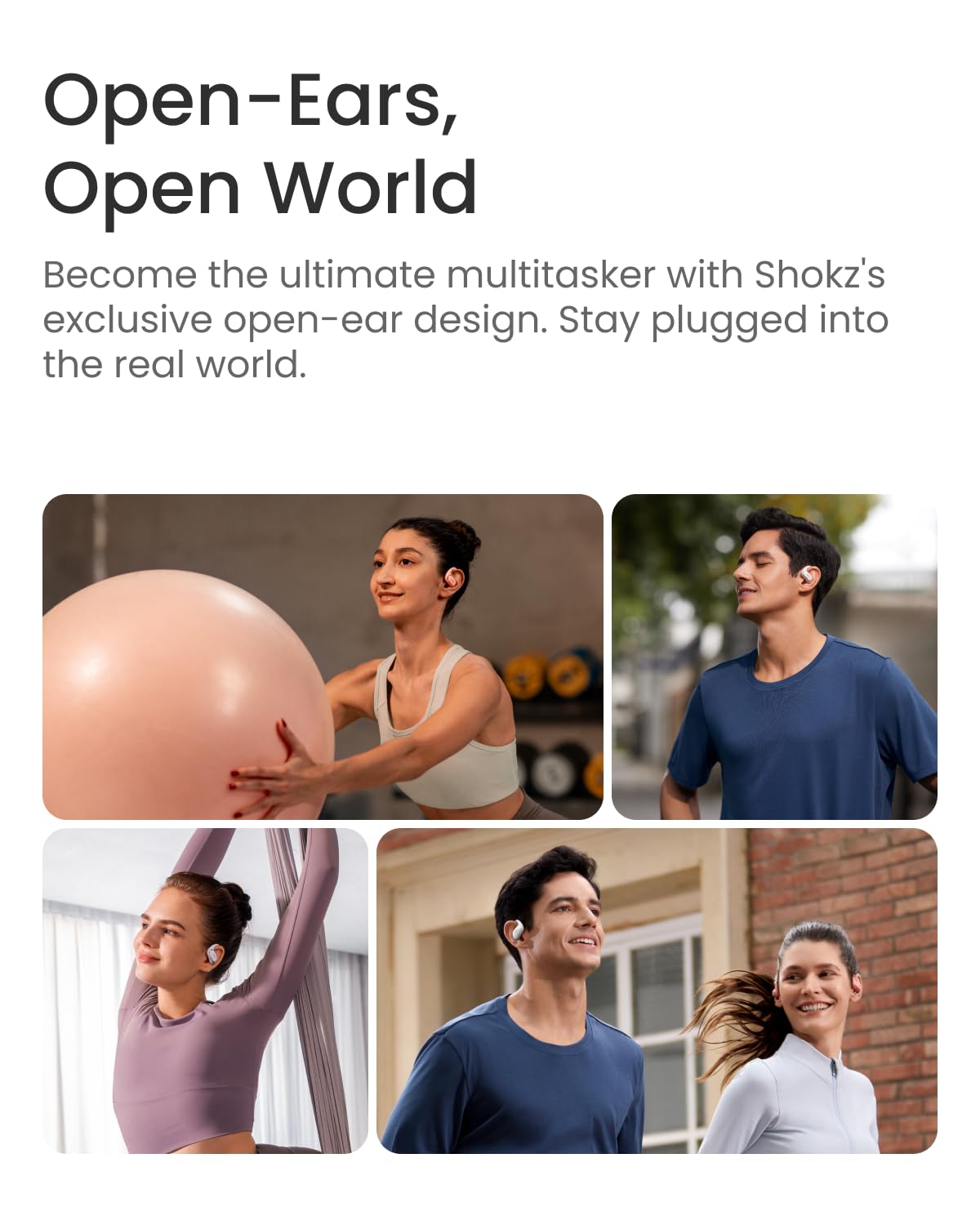 SHOKZ OpenFit Air - Open-Ear Headphones, True Wireless Earbuds, Water Resistant, Secure Earhooks for Daily Use, White (Renewed)