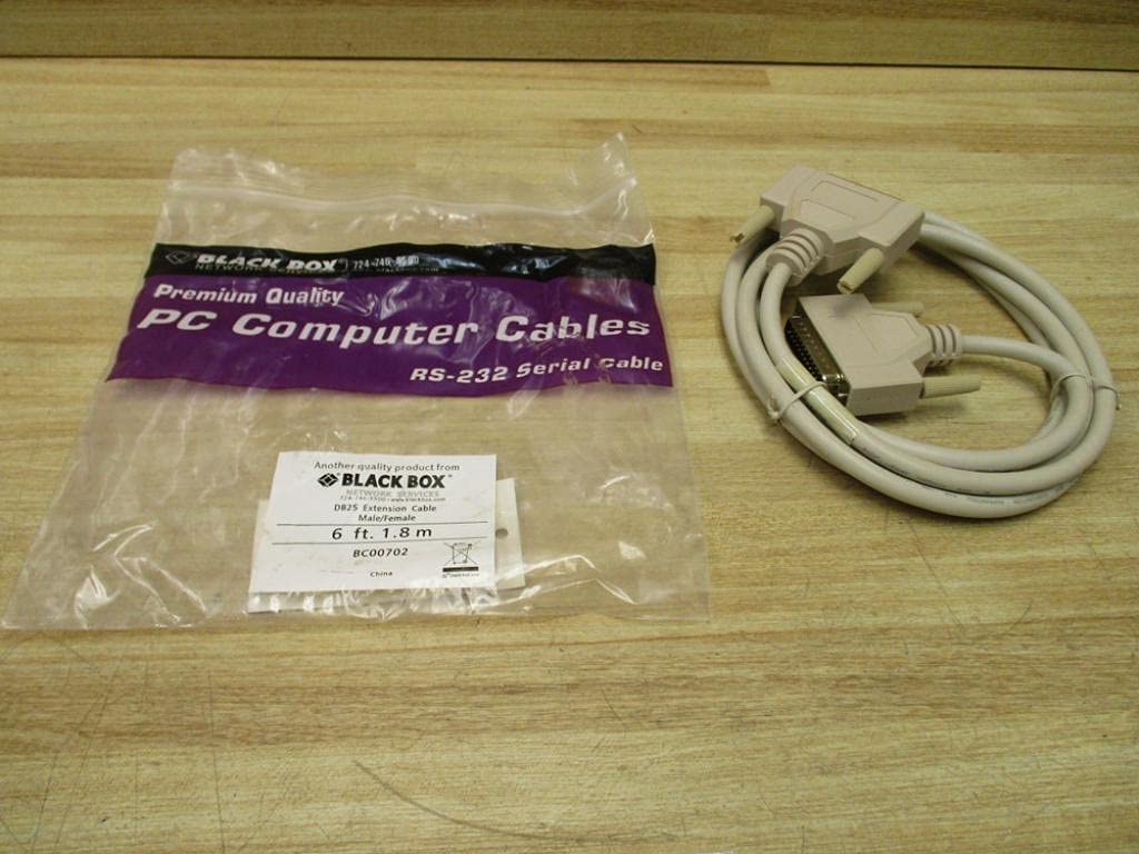 BLACK BOX Corp BC00702 Shielded, 6FT, Serial Cable, CM Molded, W/THUMBSCREWS, DB25 M/F, RS232