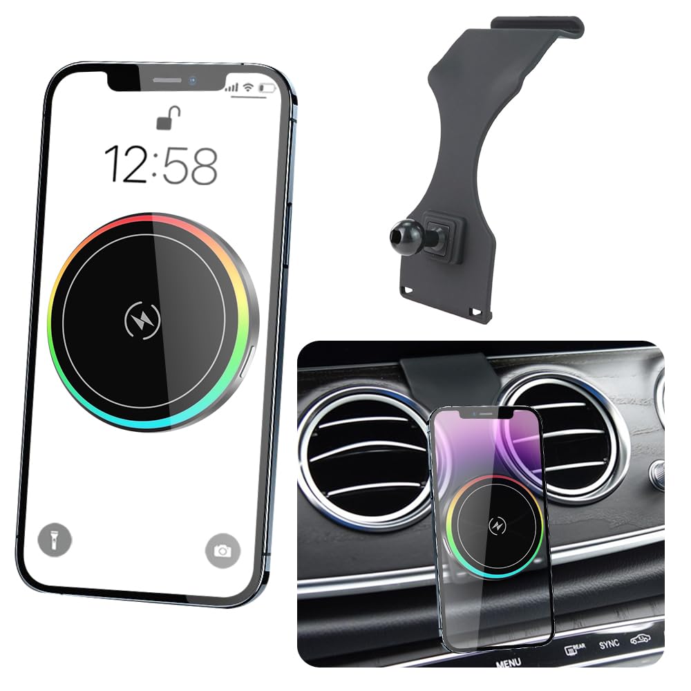 LUNQIN Car Magnetic Phone Mount for Mercedes Benz E-Class 2016-2023 and CLS Class 2018-2023 Auto Interior Accessories Best Cellphone Holder Fast 15W