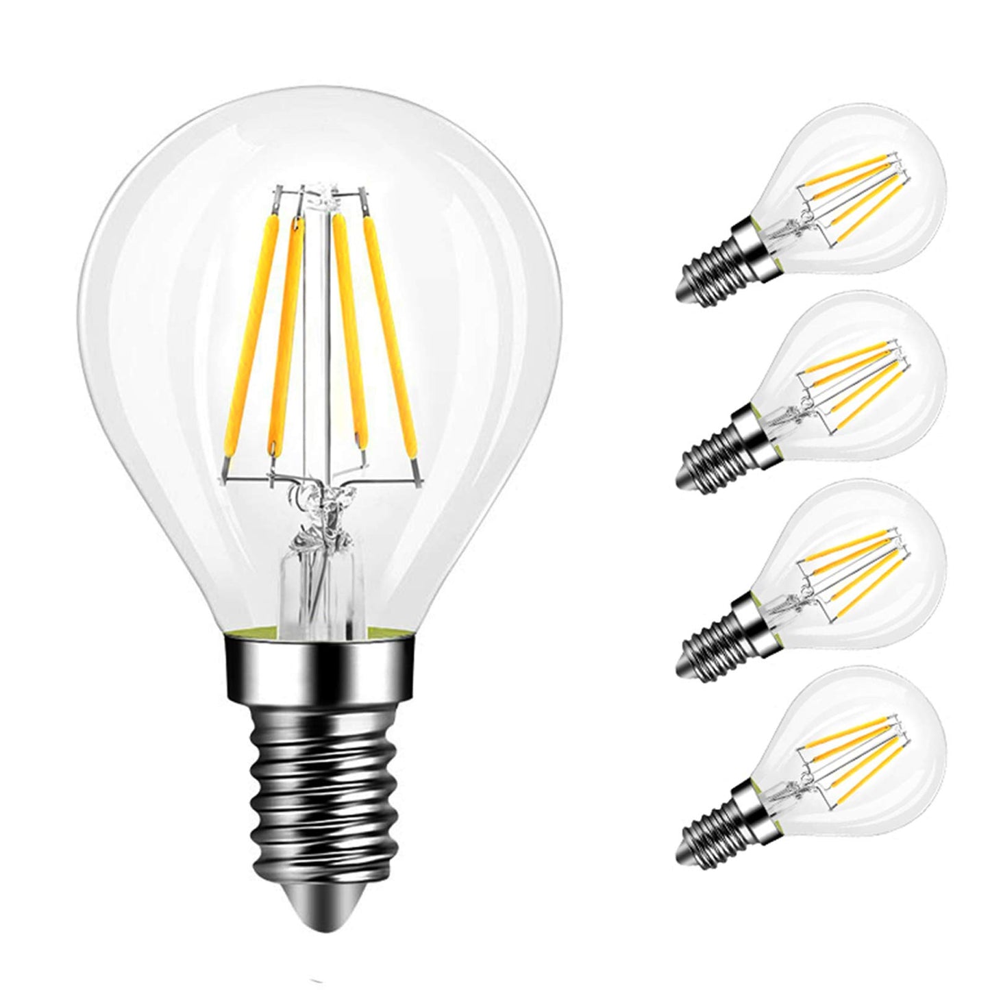 MaoTopCom 4W G45 Dimmable Candelabra LED Bulb, 2700K Warm White 400LM, E14 Base Lamp, G45 Clear Glass Globe Bulb, 40W Incandescent Replacement