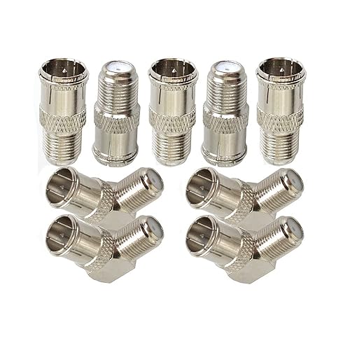 Lala Smill Right Angle Push on Coax Cable Connectors F-Type Female to F-Pin Male Quick Plug Adapter RG6 Coaxial Cable Connector