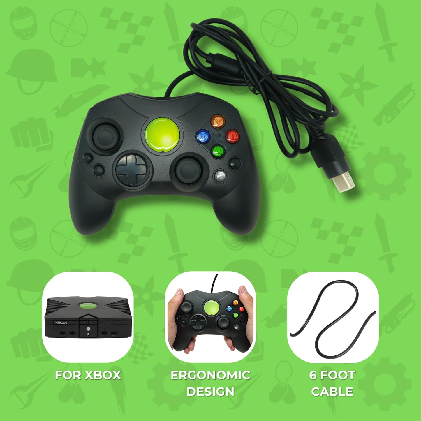 Old Skool compatible with Xbox Controller S-Type Wired Game Pad - Black