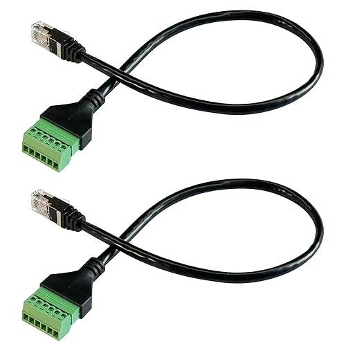 Jienk 2Pcs RJ11 Male to 6 Pins Screw Terminal Block Adapter for Cat3 Telephone Handset Cords Extender Cable, RJ12 6P6C to 6pin Terminal Extension…