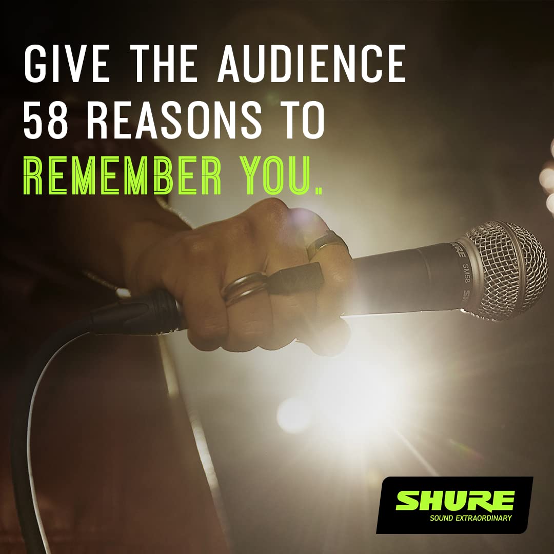 Shure SM58 Professional XLR Dynamic Vocal Microphone - Cardioid Mic for Live Performance, Studio Recording, Podcasting & Broadcasting (SM58-LC)