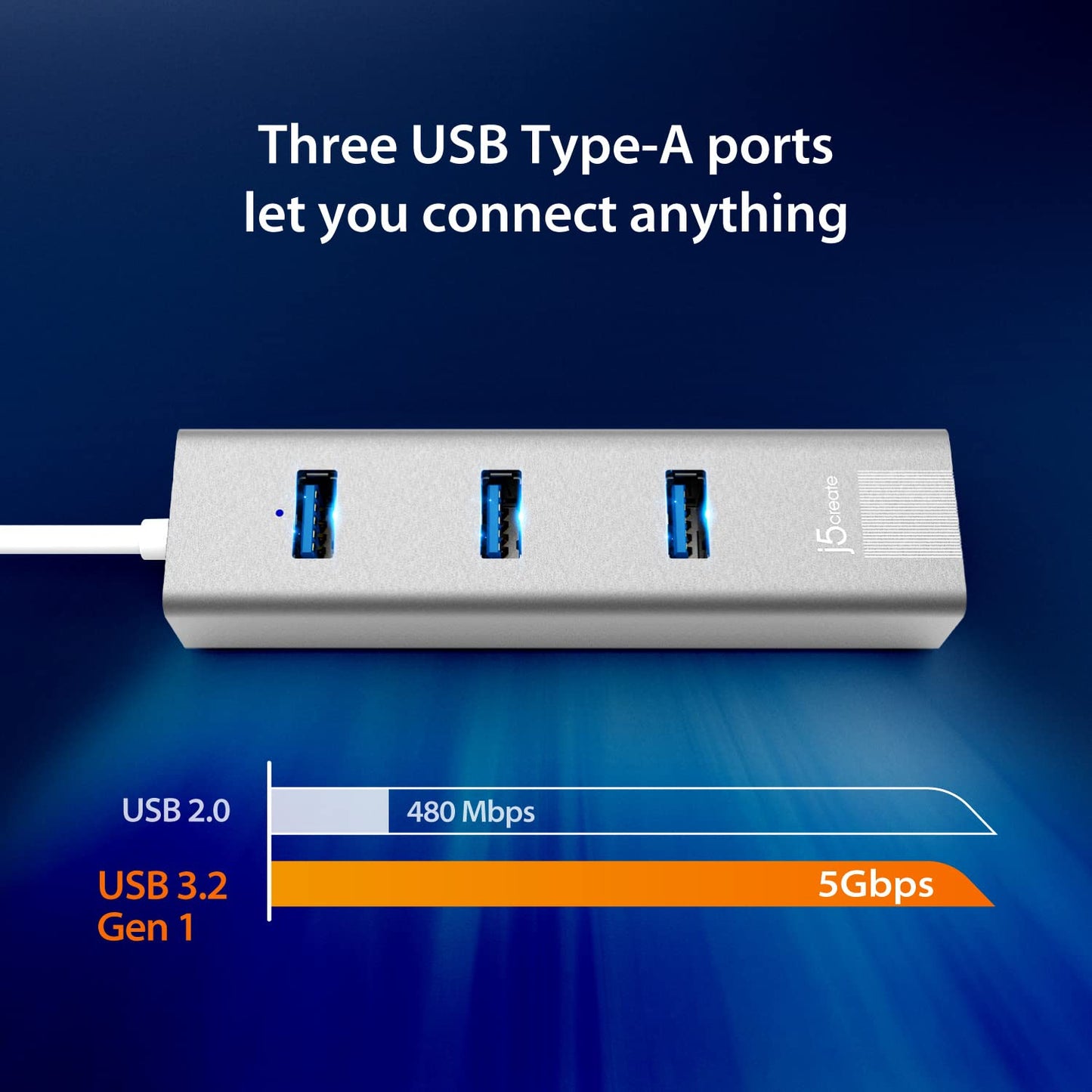 j5create USB-C 3-Port HUB +Gigabit Ethernet Multi Adapter