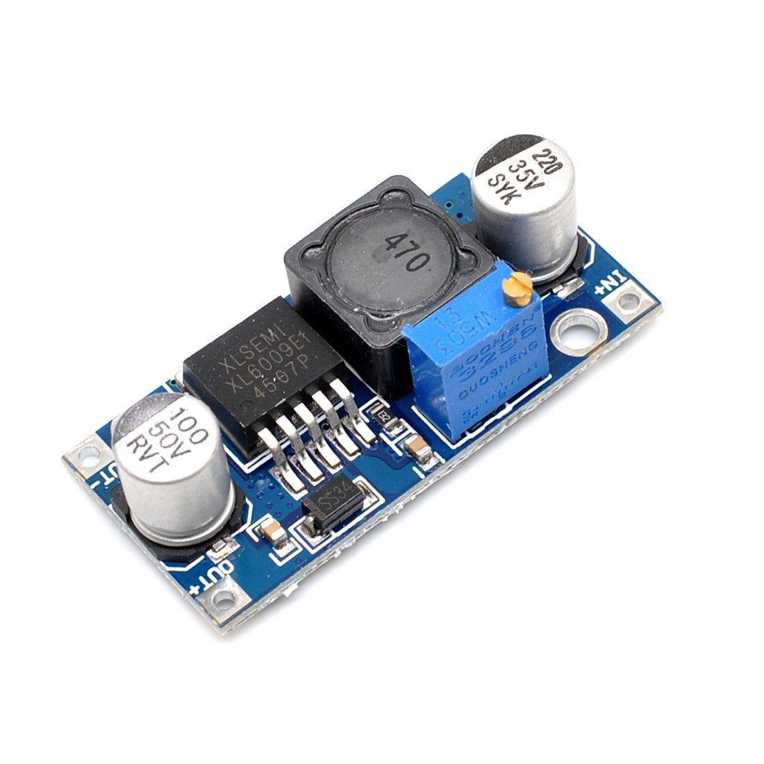 Oiyagai 2-Pack XL6009 DC-DC Adjustable Boost Converter Module, 3-32V to 5-35V, 4A, 400kHz Step-Up Power Supply for DIY Electronics, Solar, RC Projects