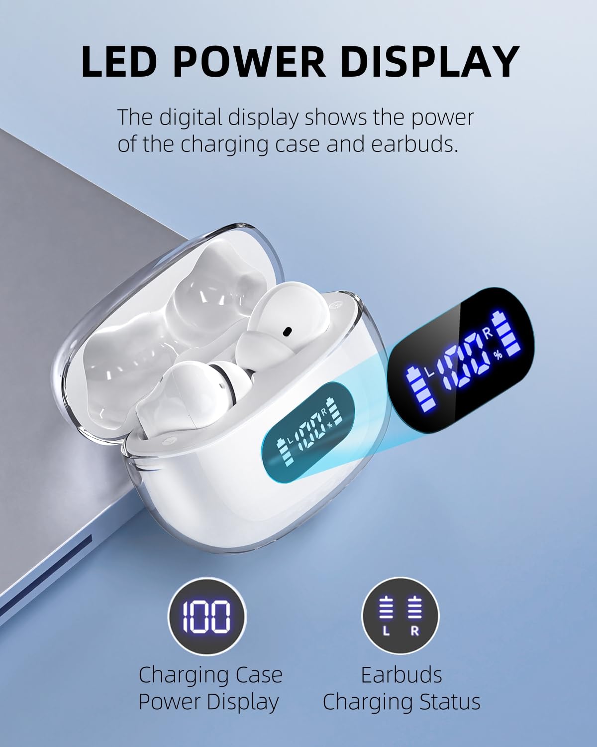 AIMUZIKEER Wireless Earbuds, Bluetooth Earbud & in-Ear Headphones Deep Bass Clear Call, IPX7 Waterproof Ear Buds Wireless Earphones, 30Hrs Playtime