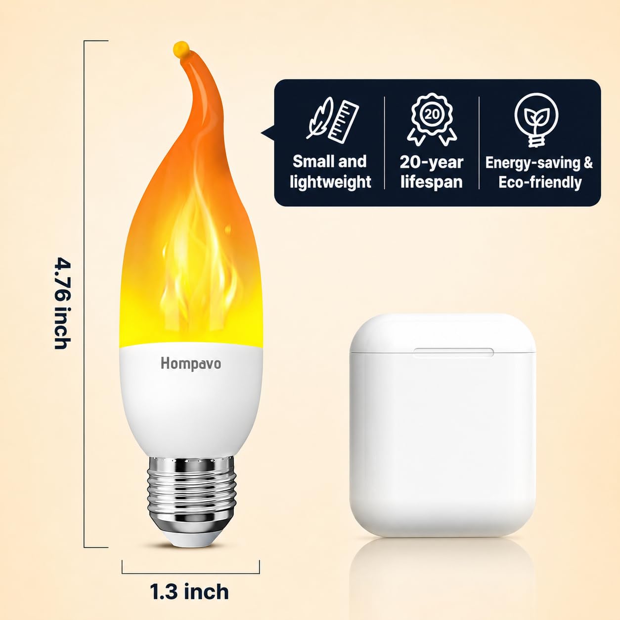 Hompavo Flame Light Bulbs E26 Base, Upgraded 3 Modes LED Flickering Candle Bulbs for Halloween Christmas Party Porch Indoor & Outdoor Decoration - 6