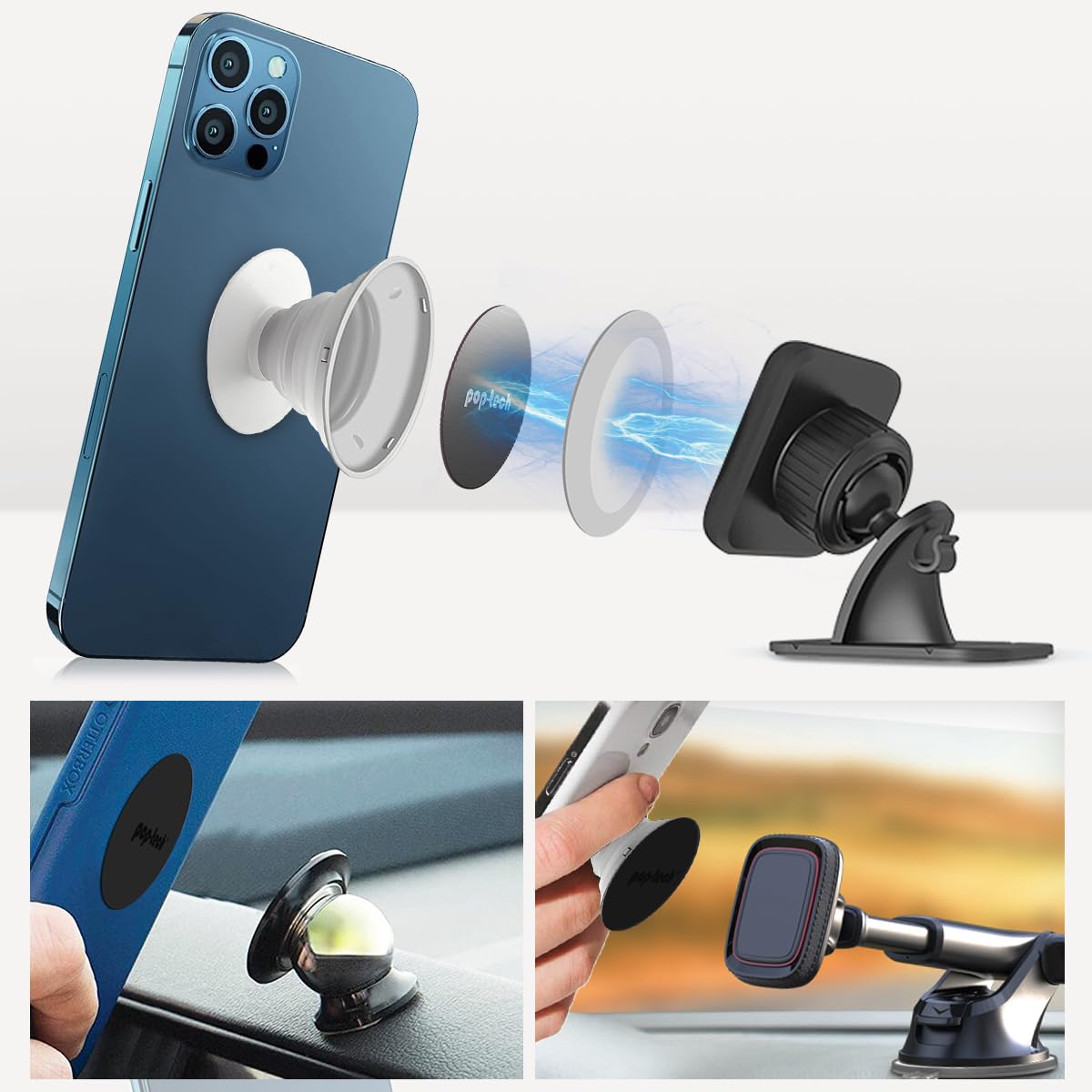 Metal Plate for Phone Magnet, 8 Pack Replacement Magnet Disc Magic Mount Plate with Adhesive Backing for Socket Grips & Magnetic Car Holder Cradle