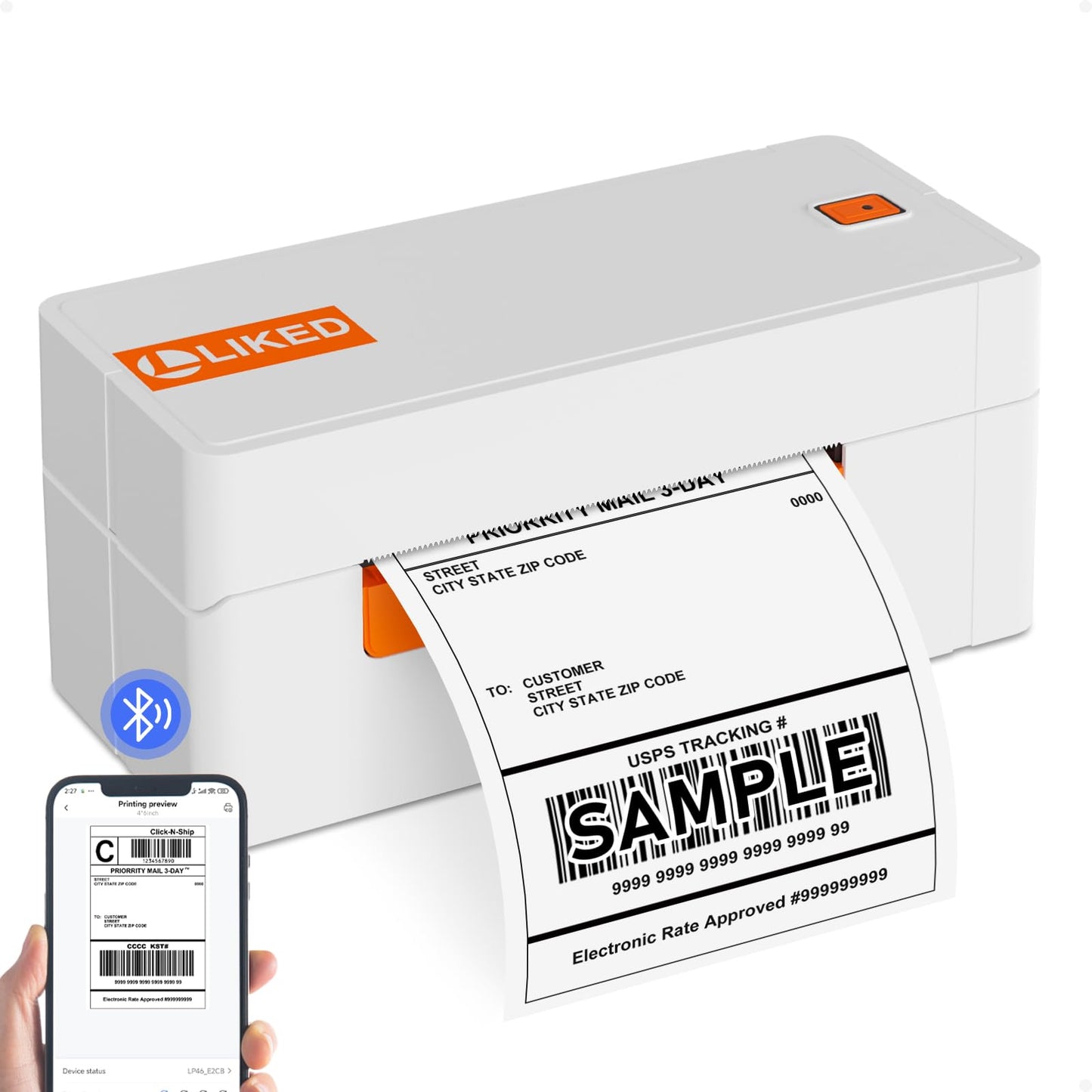 L LIKED Wireless Thermal Label Printer 4x6 - Bluetooth WiFi Shipping Label Printer for Small Business, Long-Life Print Head (Over 650,000 4x6 Labels)