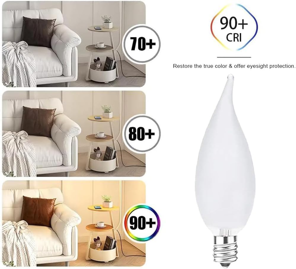 BUBYVV Frosted Flame Tip Chandelier Light Bulb?40W E12 Candelabra Base,Candle Light Bulbs for Chandeliers, Ceiling Fan Lights (6pack) (40W)
