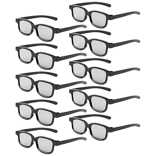 3D Glasses, Circular Polarized Non-Flashing Passive 3D Glasses for Format Cinema/Passive Polarized 3D TV Projector - 3D-Eyewear That Supports 3D TV