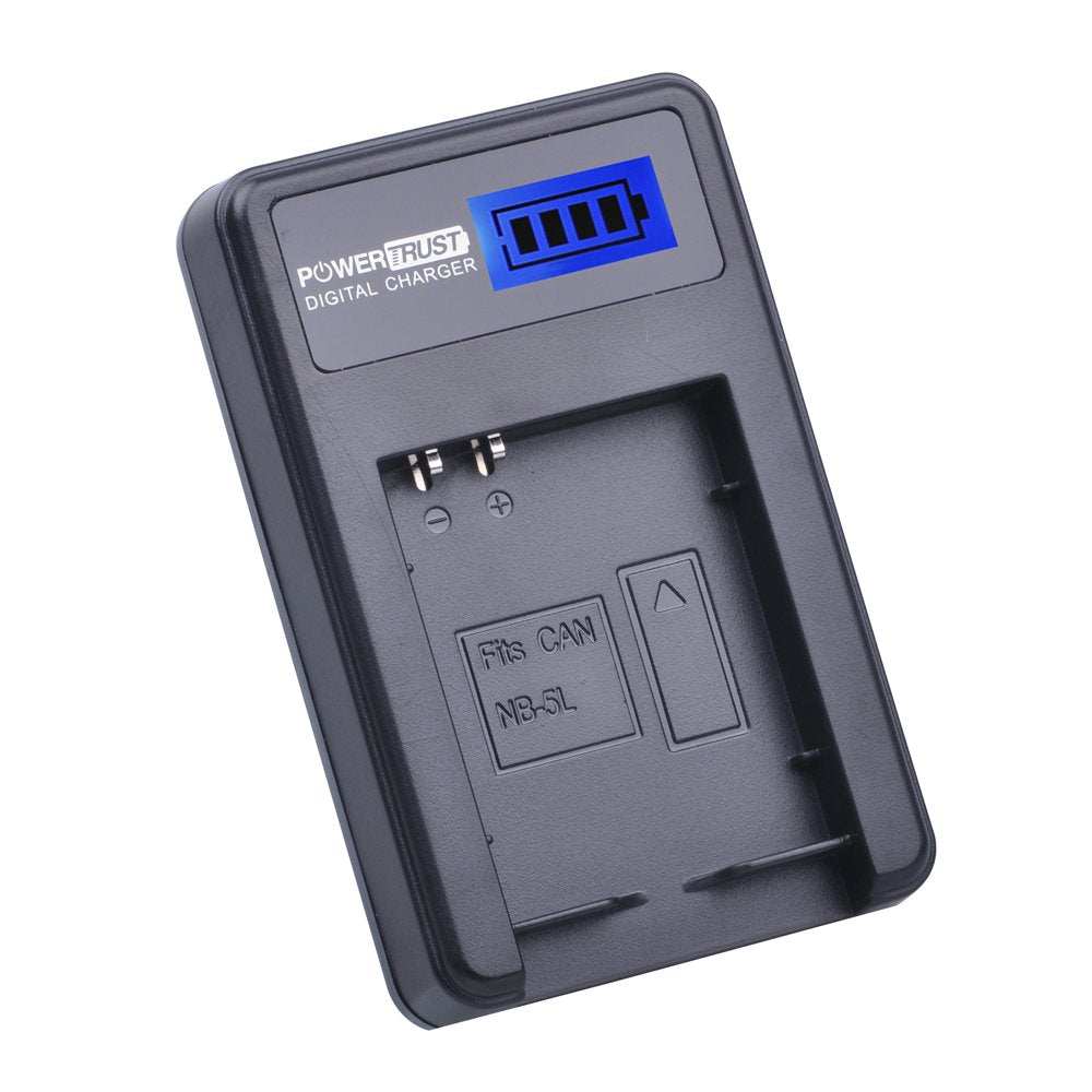 PowerTrust 2-Pack NB-5L Battery and LCD USB Charger for Canon PowerShot S100, S110, SD700 is, SD790 is, SD800 is, SD850 is, SD870 is, SD880 is, SD890