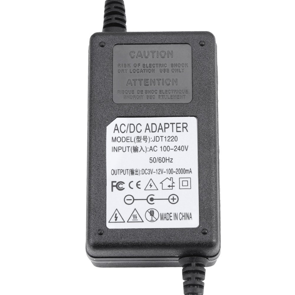 Haosie 3V-12V 2A Adjustable Power Supply Adapter, 110V-240V AC to DC Converter, Switching Power Converter AC/DC Adapter, US Plug