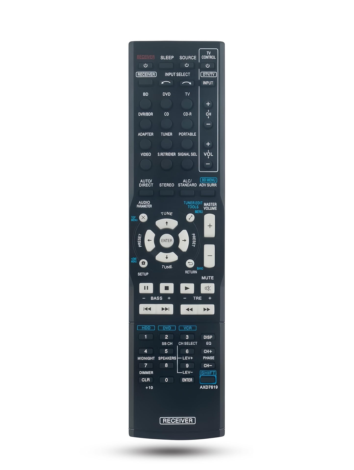 AXD7619 Replacement Remote Control for Pioneer AV Receiver VSX-519V VSX-521-K VSX-1023 VSX-1024-K VSX-822-K VSX-1022-K VSX-1022 AXD7619 AXD7690