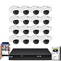 GW Security 16 Channel NVR UltraHD 4K Face Recognition NDAA & TAA Compliant Security Camera System with 16 x 8MP @25FPS Outdoor & Indoor PoE Dome
