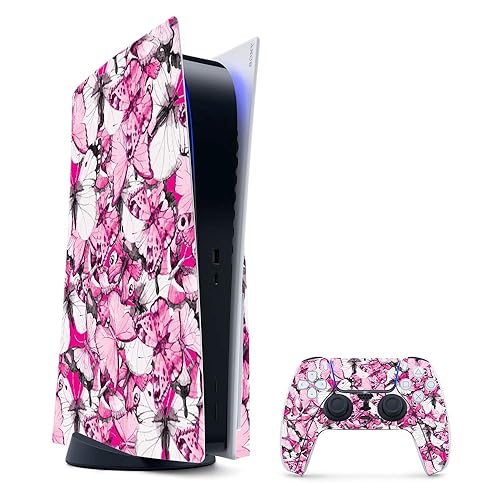MightySkins Gaming Skin for PS5 / Playstation 5 Bundle - Butterflies | Protective Viny wrap | Easy to Apply and Change Style | Made in The USA