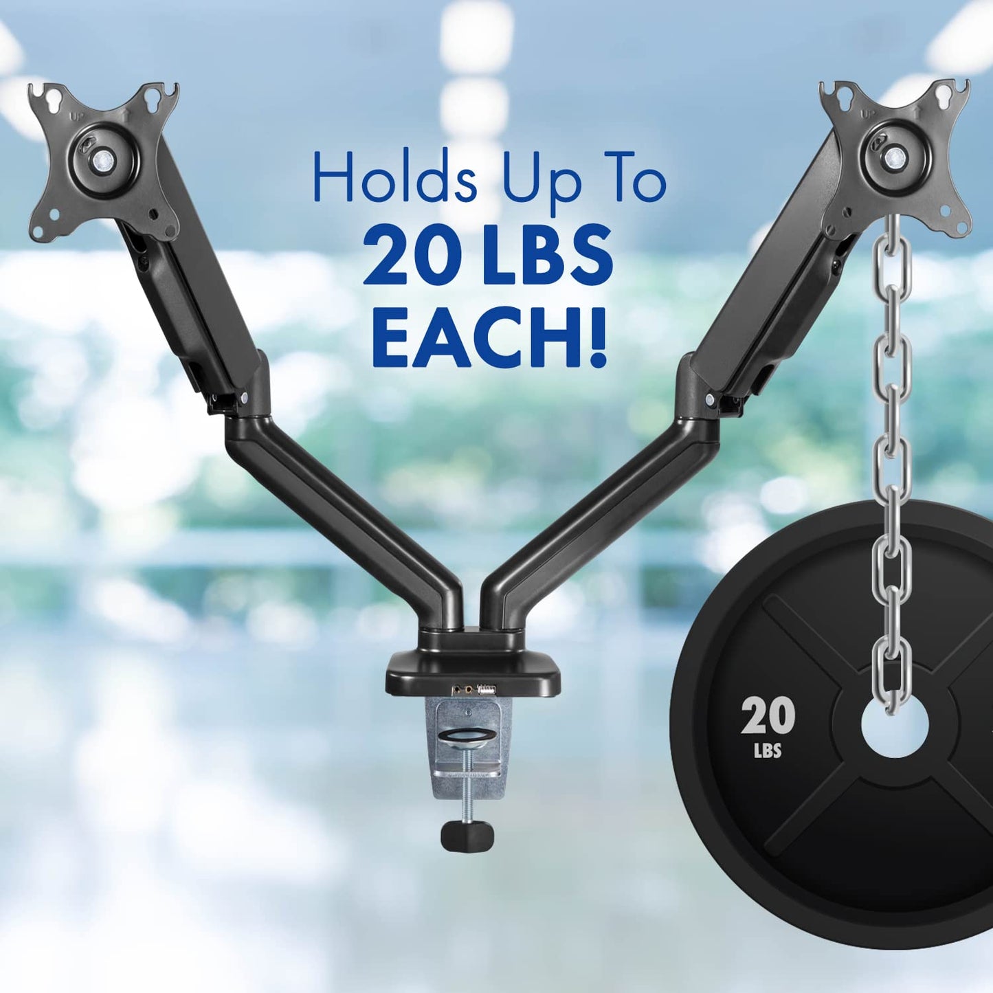 Stellar Mounts Dual Spring LCD Monitor Arms with USB and Multimedia Ports for: Dell 27 inch Monitor FHD (1920 x 1080) 16:9 Ratio with Comfortview