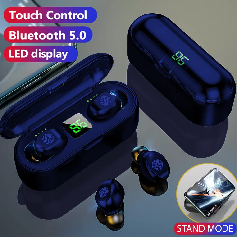 eDealz Fully Wireless Bluetooth 5.0 Rechargeable IPX7 Waterproof Earbud Headphones w Microphone, 2000mAh USB Smart Dual Charging Case/Stand Surround…