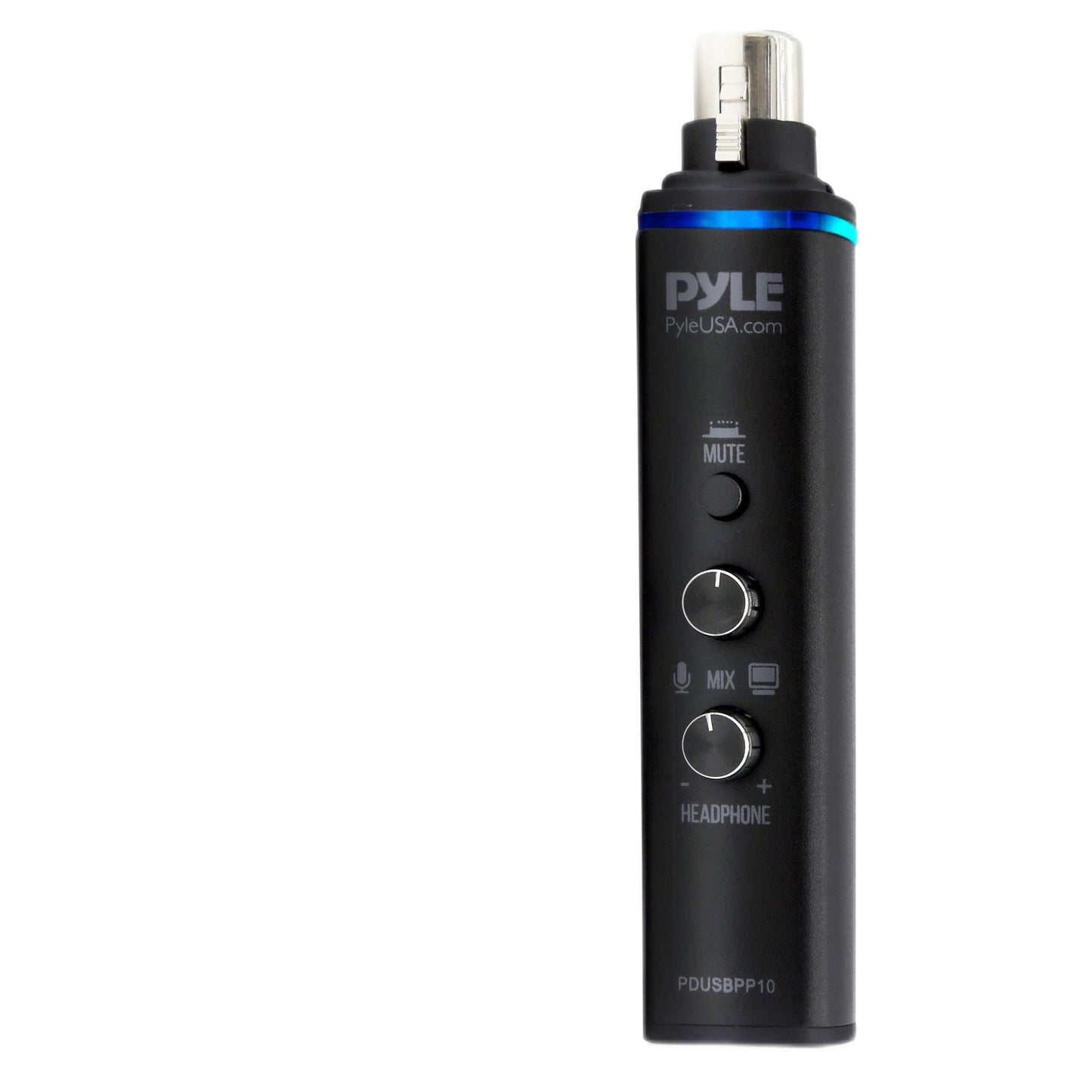 Pyle Microphone XLR-to-USB Signal Adapter - Universal Plug and Play XLR Mic to PC Adaptor for Digital Recording w/ Mix Audio Control, +48V Phantom