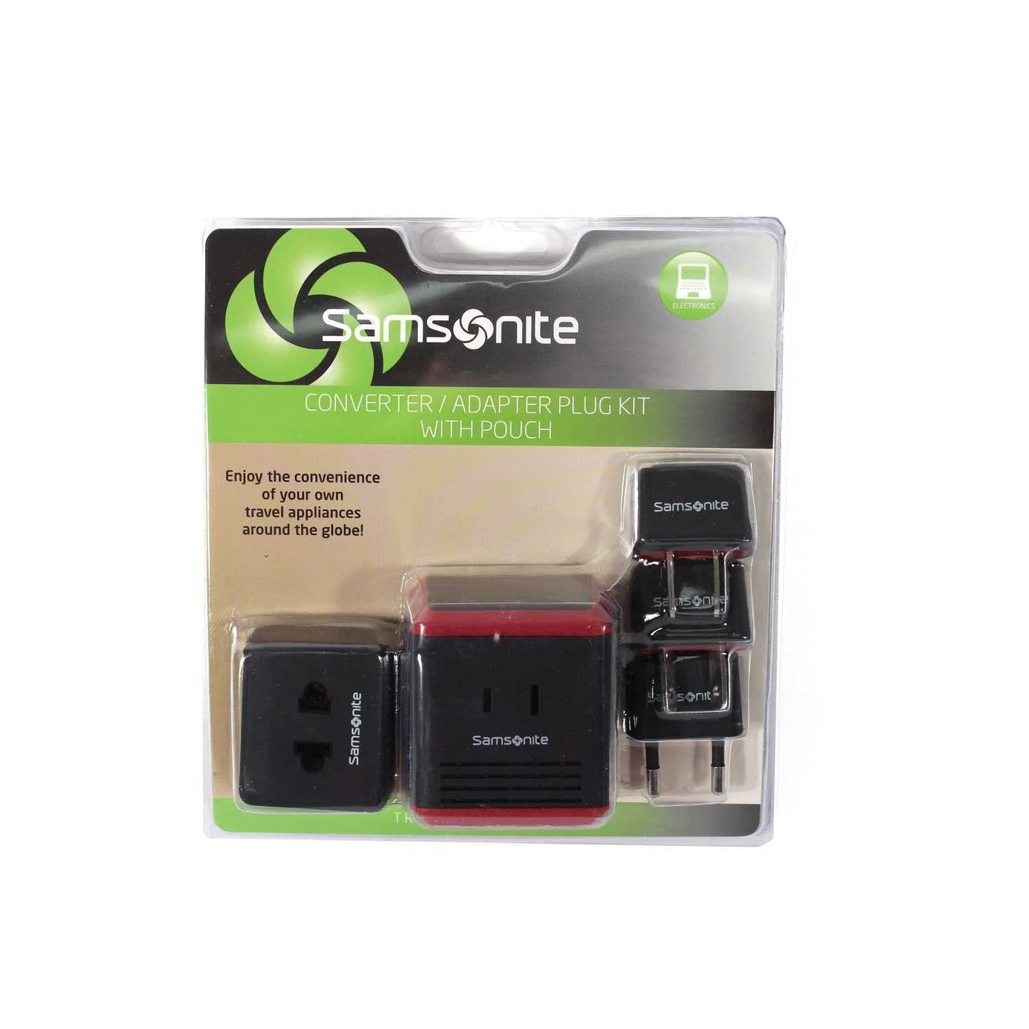 Samsonite Converter/Adapter Kit With Pouch, Black/Red, One Size