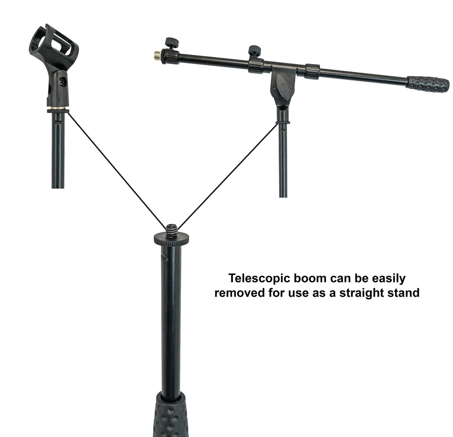 Rockville RVMIC1 V2 Pro Audio Tripod Microphone Stand, Telescopic Boom, All-Metal Joints, Steel, Universal, Perfect for Studio & Live Performances