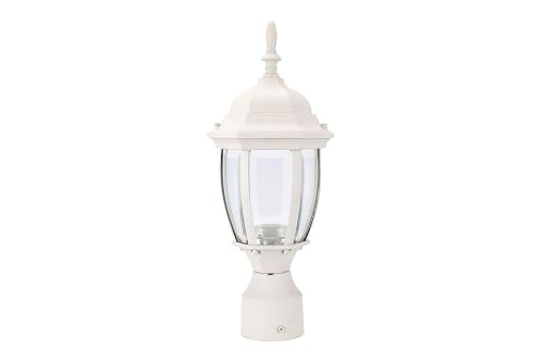 LIT-PaTH LED Outdoor Post Light, 15.6'' Aluminum Waterproof Pole Lantern, 5000K Daylight, 9.5W 800LM, Outside Lamp Post for Yard Driveway Patio, White