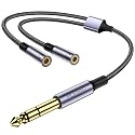 MOSWAG 1/4 inch TRS to Dual 1/8 Female Y Cable, 6.35mm to Dual 3.5mm Female Y Splitter Cable, 1/4 Inch to Dual 1/8 Inch Headphone Adapter Compatible