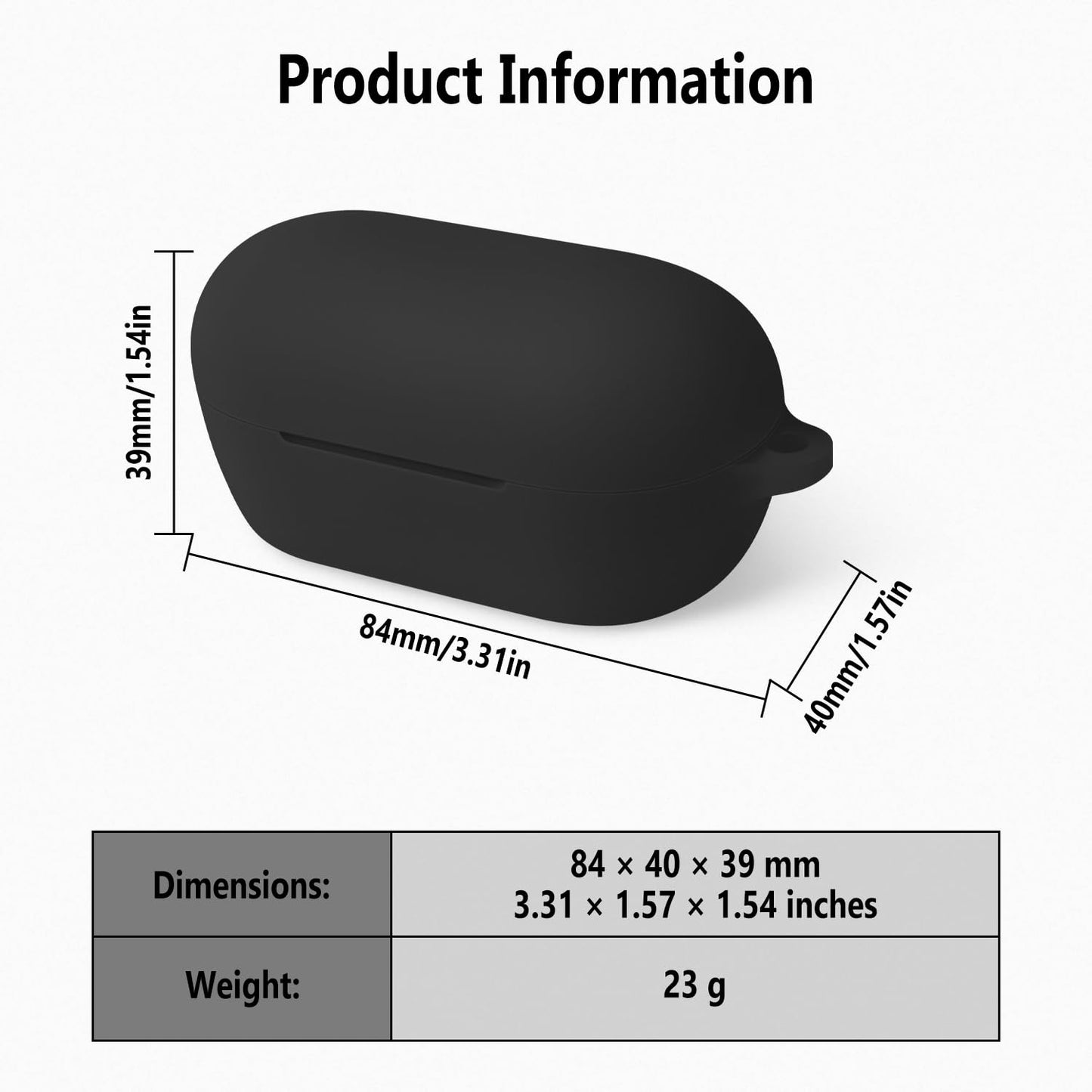 Geiomoo Soft Silicone Cover for Sony WF-C710N Case, Flexible Scratch Resistant with Carabiner (Black)