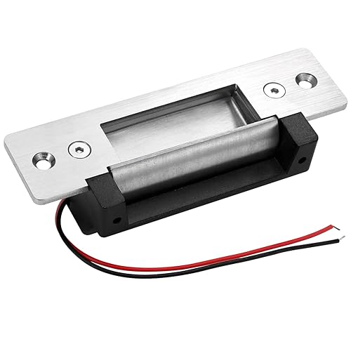 Electric Door Strike Lock ANSI Standard Heavy Duty Fail-Secure/Fail-Safe Adjustable 12V DC for Door Access Control System Cylindrical Locksets Black