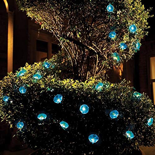 ibdone Solar LED Flower String Lights, 33FT 10 LED Waterproof Outdoor Decorative Stringed LED String Lights Morning Glory Flower