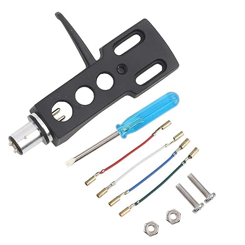 Mugast Phono Headshell,Universal Turntable Headshell Mount Replacement with 4 Oxygen Copper Wires for Various Phono, Every Terminal Inside a Clear