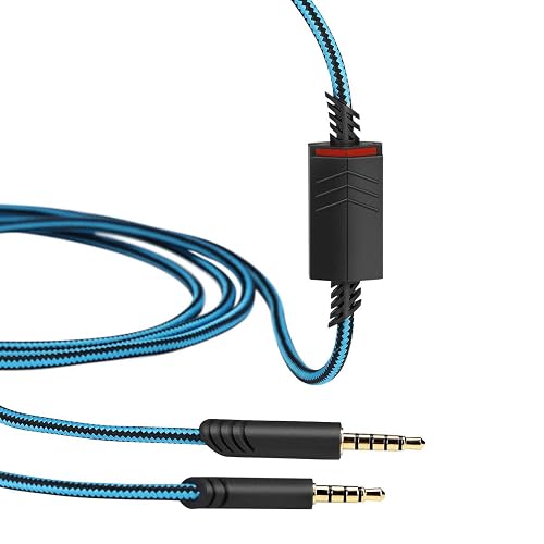 MQDITH Replacement Audio Cable Compatible with Astro A40 A40TR Gaming Headset, Inline Mute Wire and No Volume Control Cord(Blue)