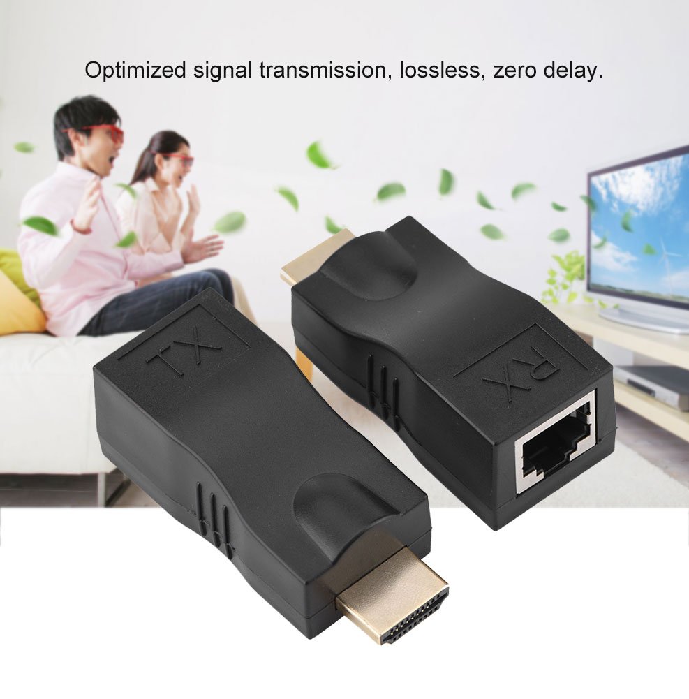 Zerone RJ45 to 1.4 Network Cable Extender, 30m Over Cat 5e/6 Ethernet LAN RJ45 Converter Repeater Support 3D 4K for HDTV STB