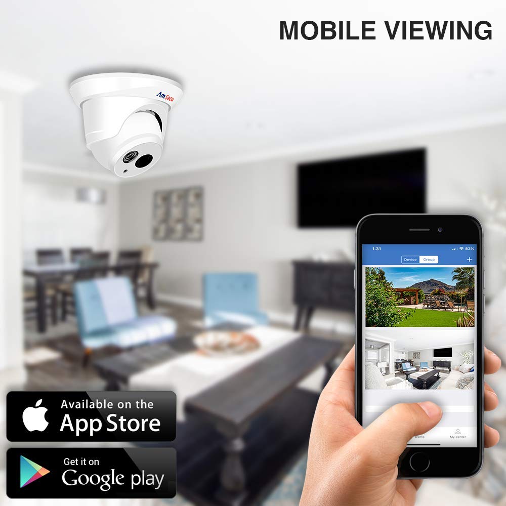 UltraHD 4K (8MP) 2.8mm Turret PoE IP Security Camera, Day/Night, IR, H.265