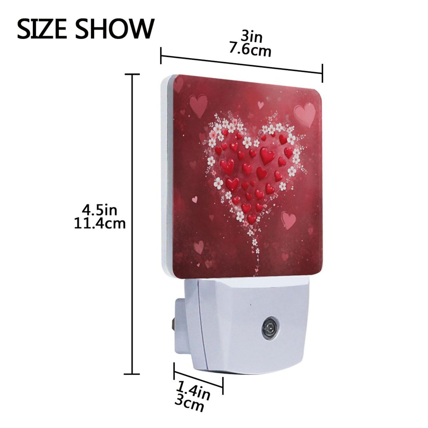 Pfrewn Happy Valentine Day Night Light Set of 2 Mothers Day Red Heart Plug-in LED Nightlights Spring Be Mine Love Auto Dusk-to-Dawn Sensor Lamp