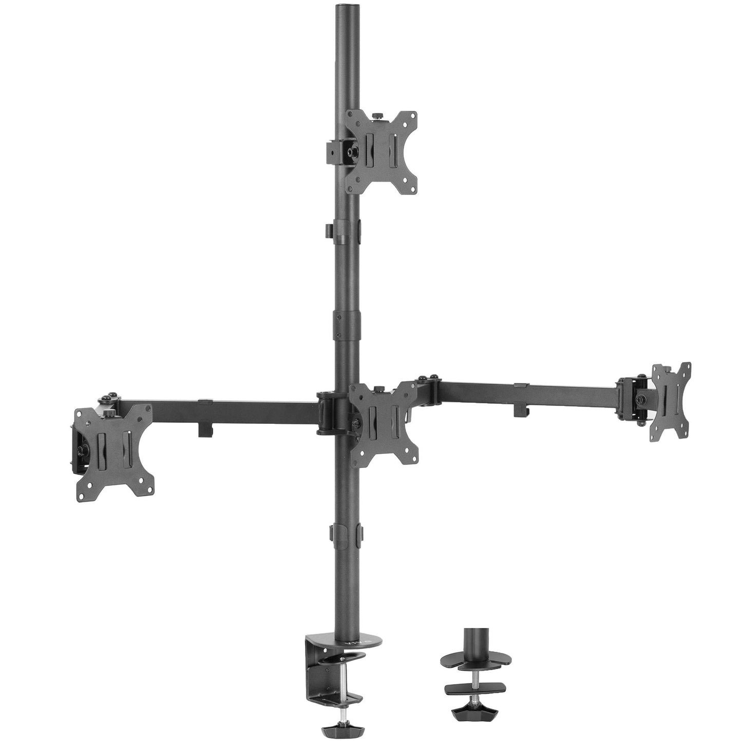 VIVO Quad Monitor 13 to 24 inch LED LCD Clamp-on Desk Mount, 3 Plus 1 Articulating Display Computer Stand, Holds 4 Screens, Max VESA 100x100mm
