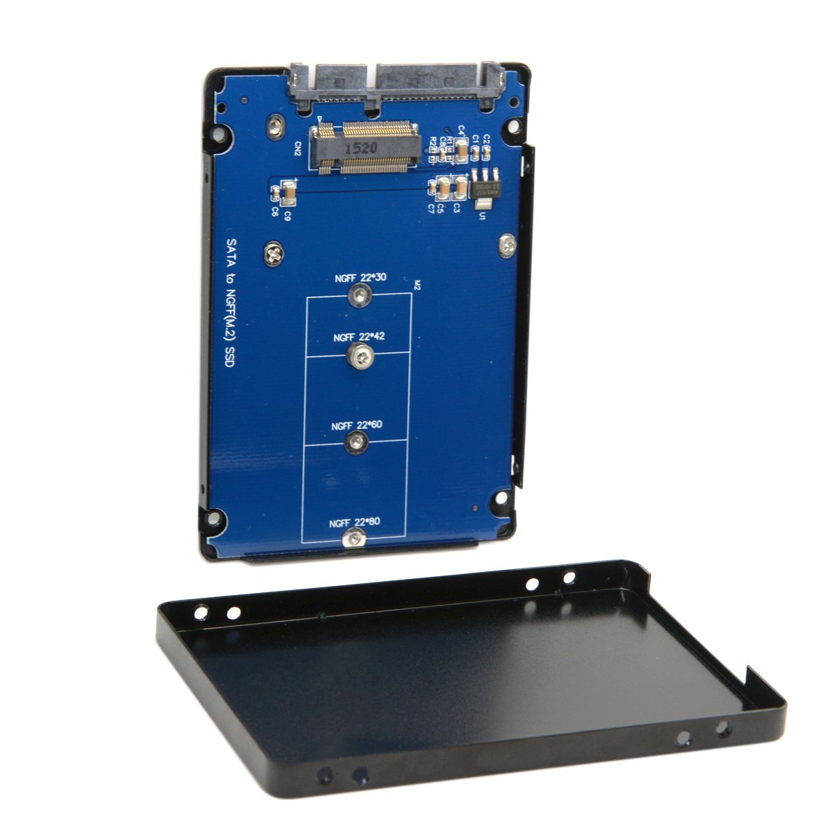 JSER B+M Key Socket 2 M.2 NGFF (SATA) SSD to 2.5 SATA Adapter Card Adapter with Black Metal Case