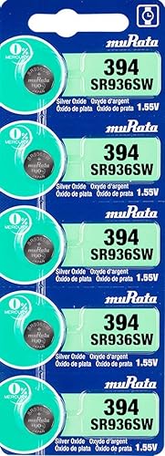 Murata 394 Battery SR936SW 1.55V Silver Oxide Watch Button Cell (5 Batteries)