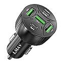 USB C Car Charger Adapter, 5 Ports 75W PD 3.0 Car Phone Charger Fast Charging Compatible with iPhone 16/15/14/13 Pro Max Series, iPad Pro, Galaxy