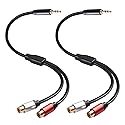 Soshine 3.5mm Male to 2RCA Female Audio Adapter(2 Pack), Gold-Plated RCA to 3.5 mm Y Splitter Cable for Tablet, MP3 to Speakers, TV, Amplifier