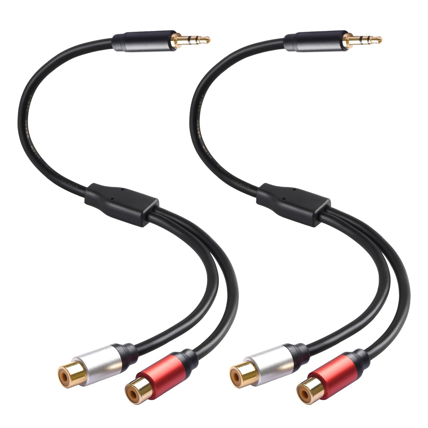Soshine 3.5mm Male to 2RCA Female Audio Adapter(2 Pack), Gold-Plated RCA to 3.5 mm Y Splitter Cable for Tablet, MP3 to Speakers, TV, Amplifier