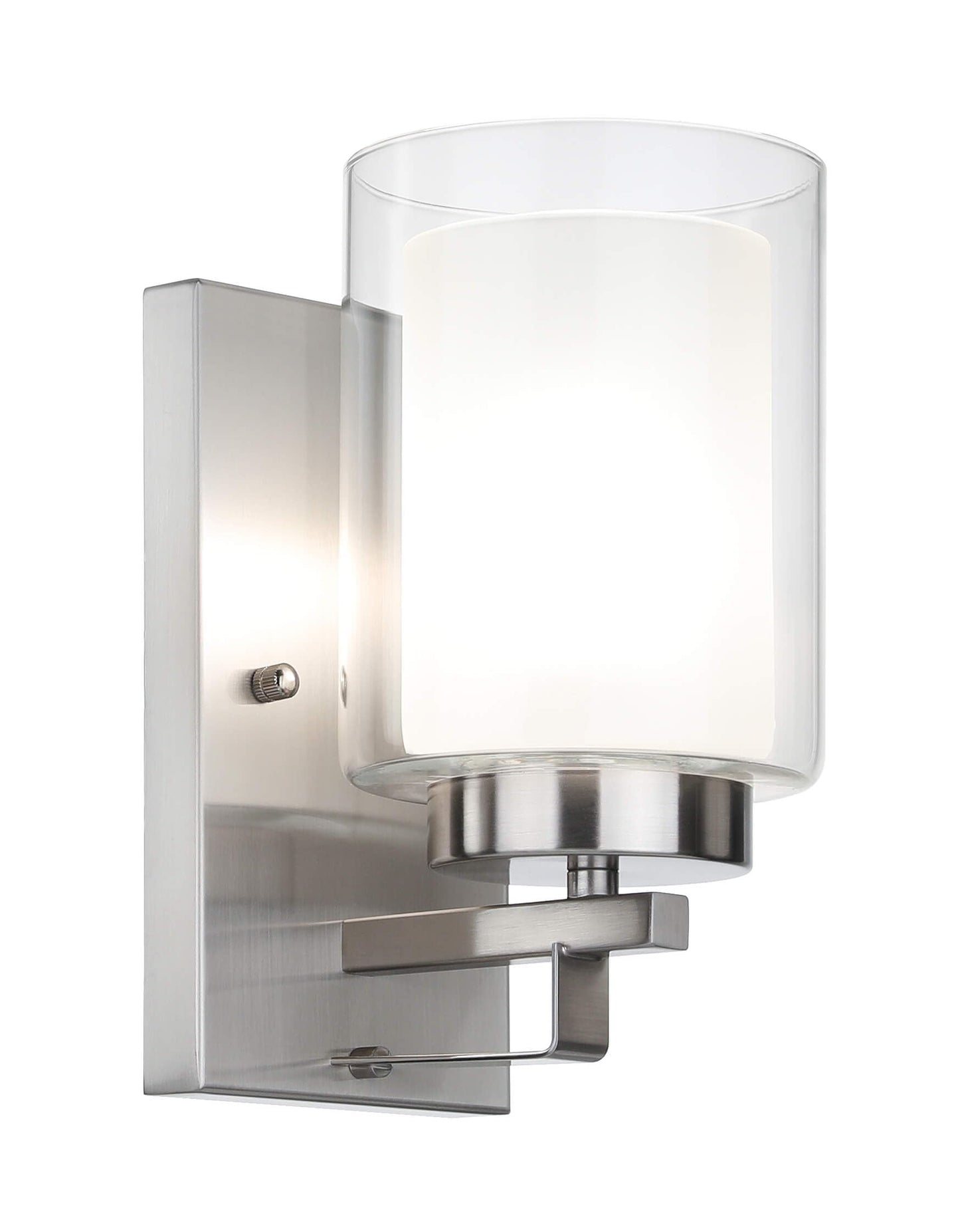 XiNBEi Lighting Wall Light 1 Light Bathroom Vanity Lighting with Dual Glass Shade in Brushed Nickel Indoor Modern Wall Mount Light Suitable