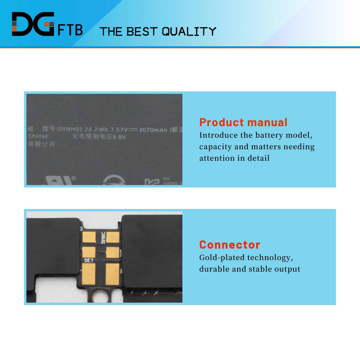 DGFTB DYNH01 New Battery Replacement for Microsoft Surface Book 2 15 inch 15" 1813 1793 Series 2ICP4/75/77 7.57V 23.2Wh/3070mAh with Tool (Not