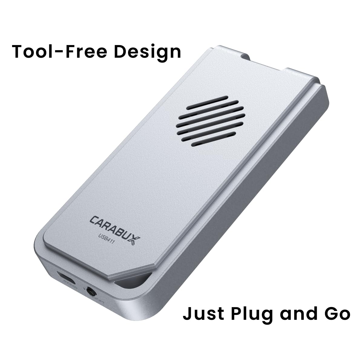 CARABUX USB4 NVMe Enclosure 40Gbps with Active Cooling Fan, Solid Aluminum External M.2 SSD Case for Mac, iPad Pro, iPhone ProRes Recording and Video