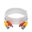Cables Direct Online 20FT White Premade BNC Video Power Cable Extension Wire for CCTV, Security Camera, DVR, Surveillance System, All in One Plug