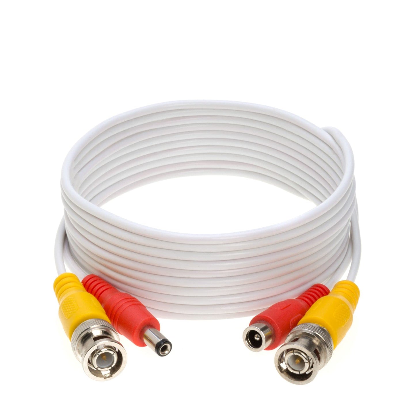 Cables Direct Online 20FT White Premade BNC Video Power Cable Extension Wire for CCTV, Security Camera, DVR, Surveillance System, All in One Plug